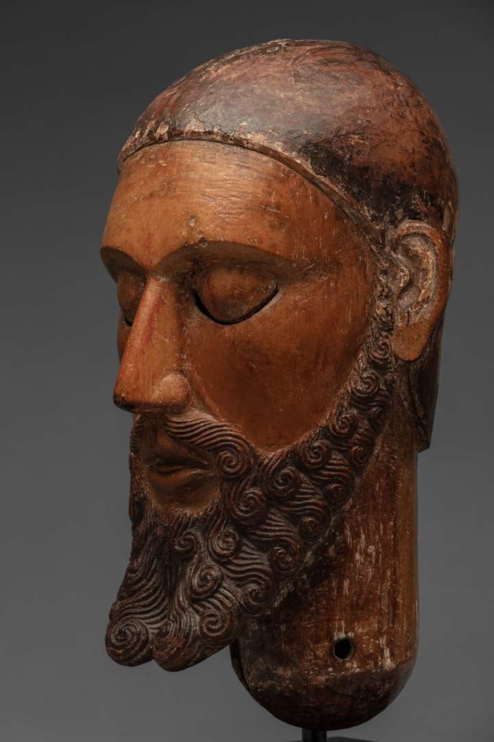 Wooden Sculptural Head of Christ